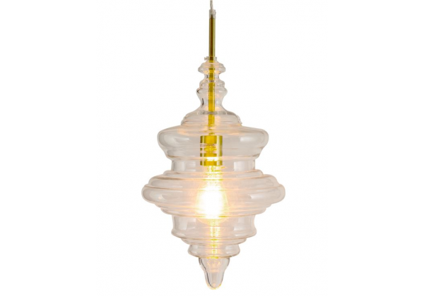 Small Shaped Glass Ceiling Pendant with Brass Fittings