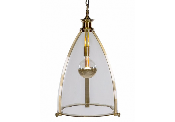 Brass and Glass Large Lantern Ceiling Light