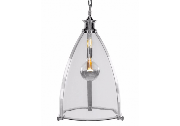 Chrome and Glass Large Lantern Ceiling Light