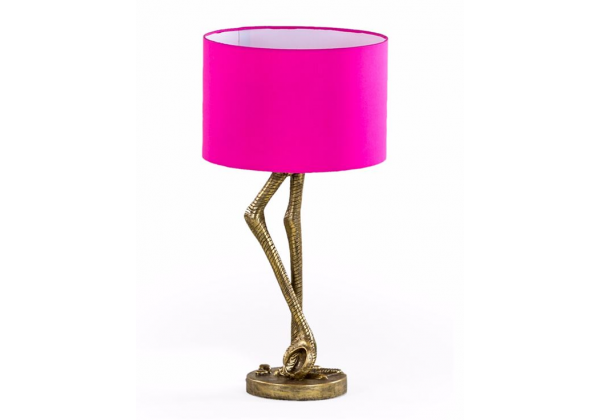 Antique Gold Flamingo Leg Table Lamp with Pink Shade