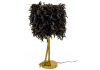 Antique Gold Large Bird Leg Table Lamp with Black Feather Shade