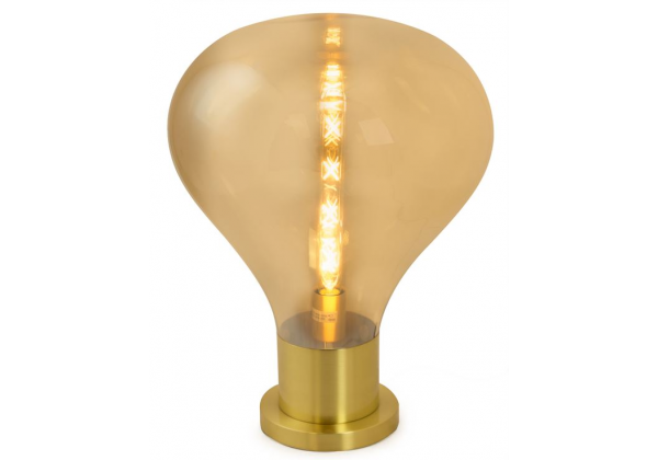 Large Gold Glass Edison Table Lamp on Brass Base (Large LED Filament Bulb Included)