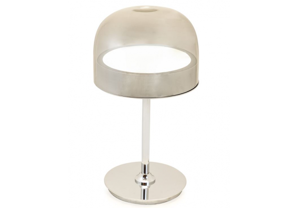 Chrome with Smoked Glass Domed Desk Lamp (Built in LED bulbs)