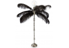 Large Black Ostrich Feather Table Lamp on Silver Base