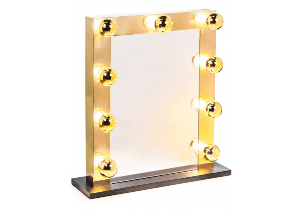 Large Brass Hollywood Table Mirror