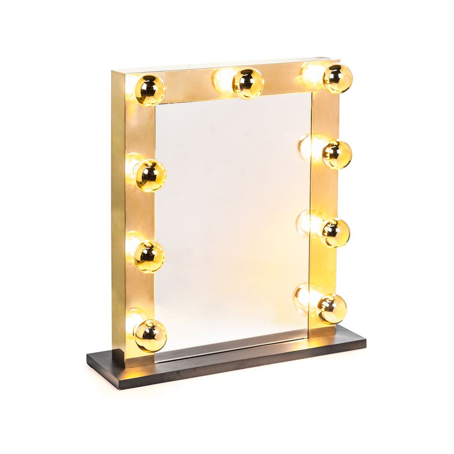 Large Brass Hollywood Table Mirror Large Brass Hollywood Table Mirror