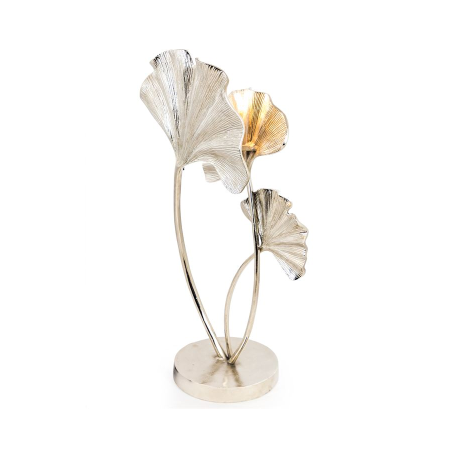 Large Nickel Plated Aluminium Ginkgo Leaf Table Lamp