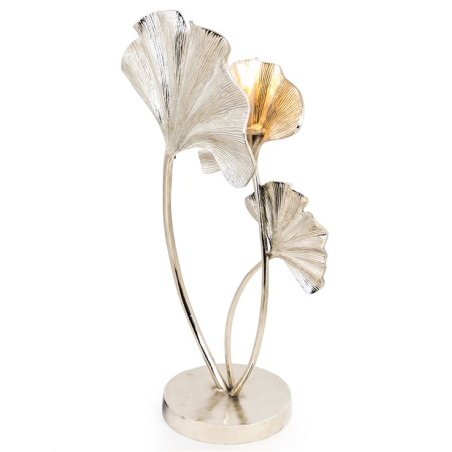 Large Nickel Plated Aluminium Ginkgo Leaf Table Lamp