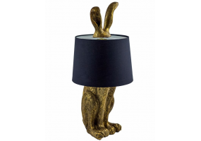 Antique Gold Rabbit Ears Lamp with Black Shade