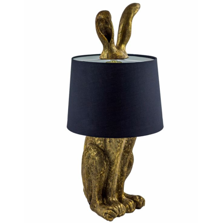 Antique Gold Rabbit Ears Lamp with Black Shade