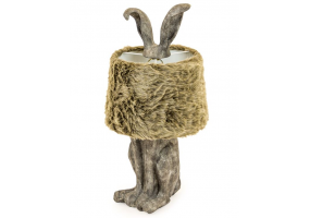 Antique Grey Rabbit Ears Lamp with Fur Shade