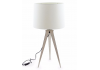 Chrome Arrow Tripod Table Lamp with White Shade