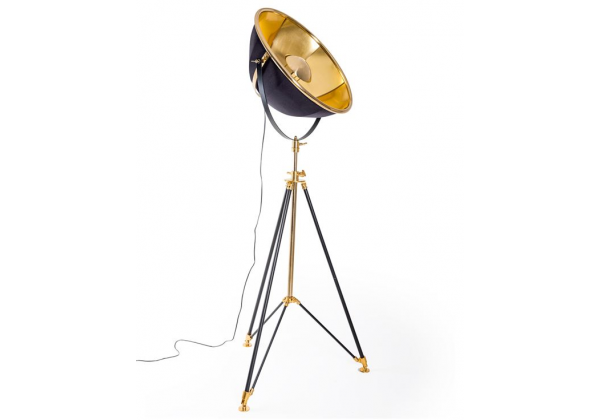 Black and Brass Large Tripod Floor Lamp
