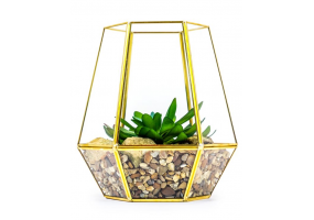 Medium Gold Metal and Glass Candle Holder/ Planter