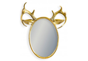Gold Leaf Oval Stag Horn Wall Mirror