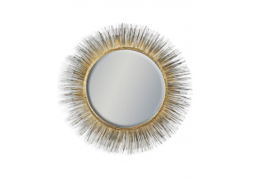 Gold Round Metal Spine Framed Wall Mirror