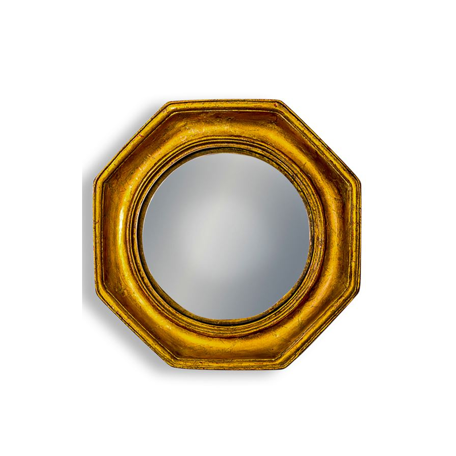 Antiqued Gold Octagonal Framed Convex Mirror Antiqued Gold Octagonal Framed Convex Mirror