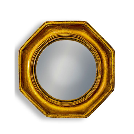 Antiqued Gold Octagonal Framed Convex Mirror
