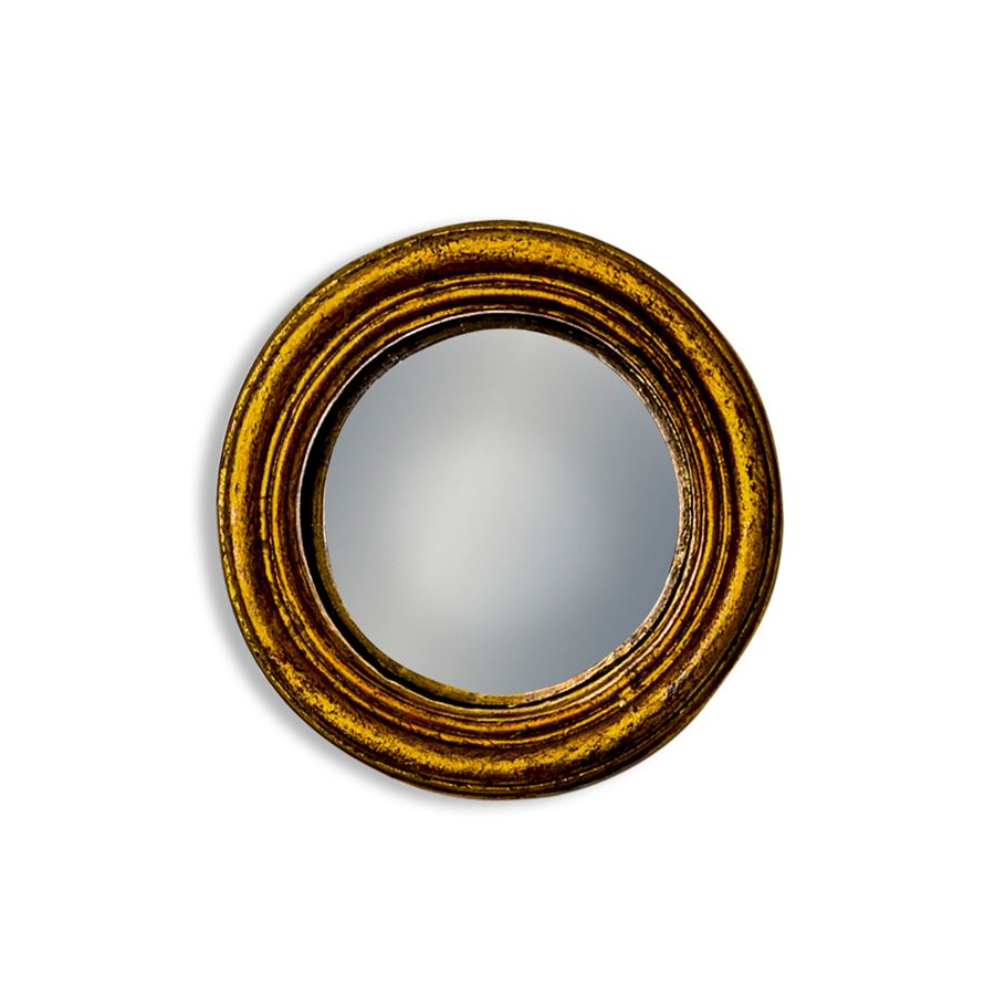 Antiqued Gold Thin Framed Extra Small Convex Mirror Antiqued Gold Thin Framed Extra Small Convex Mirror
