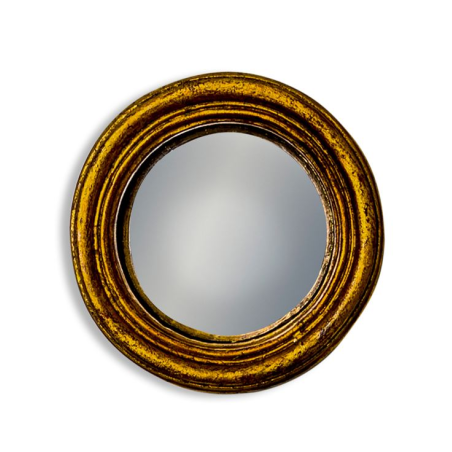 Antiqued Gold Thin Framed Extra Small Convex Mirror