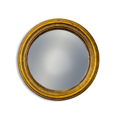 Antiqued Gold Thin Framed Small Convex Mirror