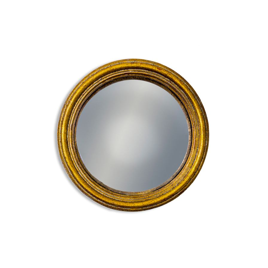 Antiqued Gold Thin Framed Small Convex Mirror Antiqued Gold Thin Framed Small Convex Mirror