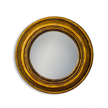 Antiqued Gold Rounded Framed Small Convex Mirror