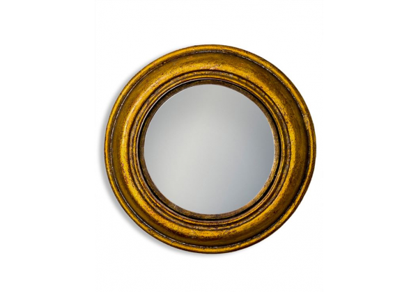 Antiqued Gold Rounded Framed Small Convex Mirror