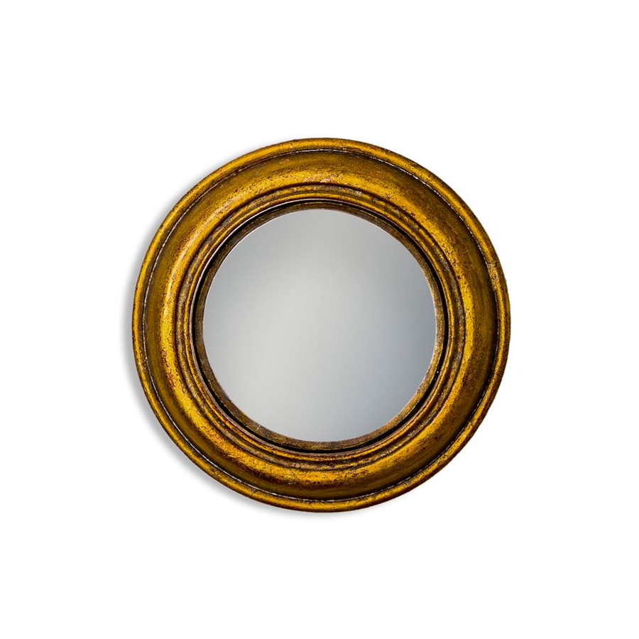 Antiqued Gold Rounded Framed Small Convex Mirror