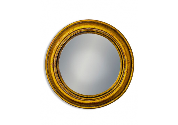 Antiqued Gold Rounded Framed Medium Convex Mirror