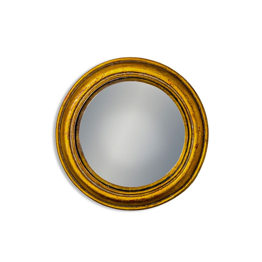 Antiqued Gold Rounded Framed Medium Convex Mirror