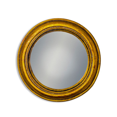 Antiqued Gold Rounded Framed Medium Convex Mirror