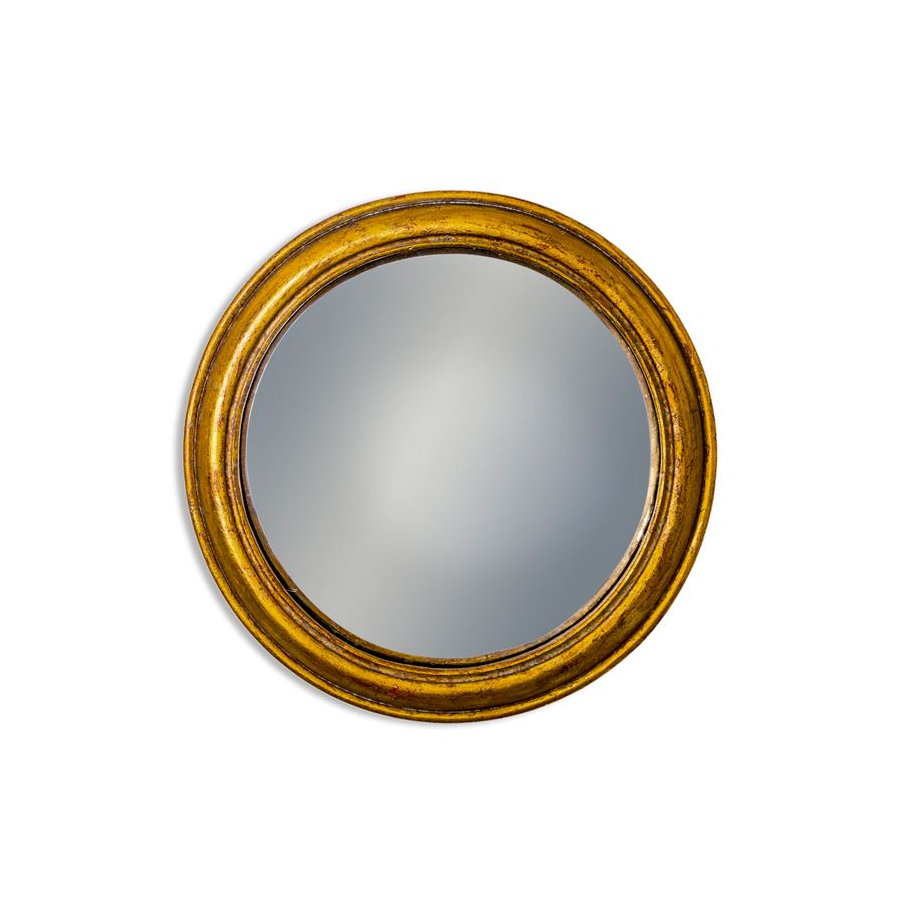 Antiqued Gold Rounded Framed Large Convex Mirror Antiqued Gold Rounded Framed Large Convex Mirror