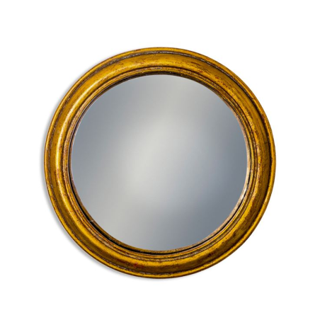 Antiqued Gold Rounded Framed Large Convex Mirror
