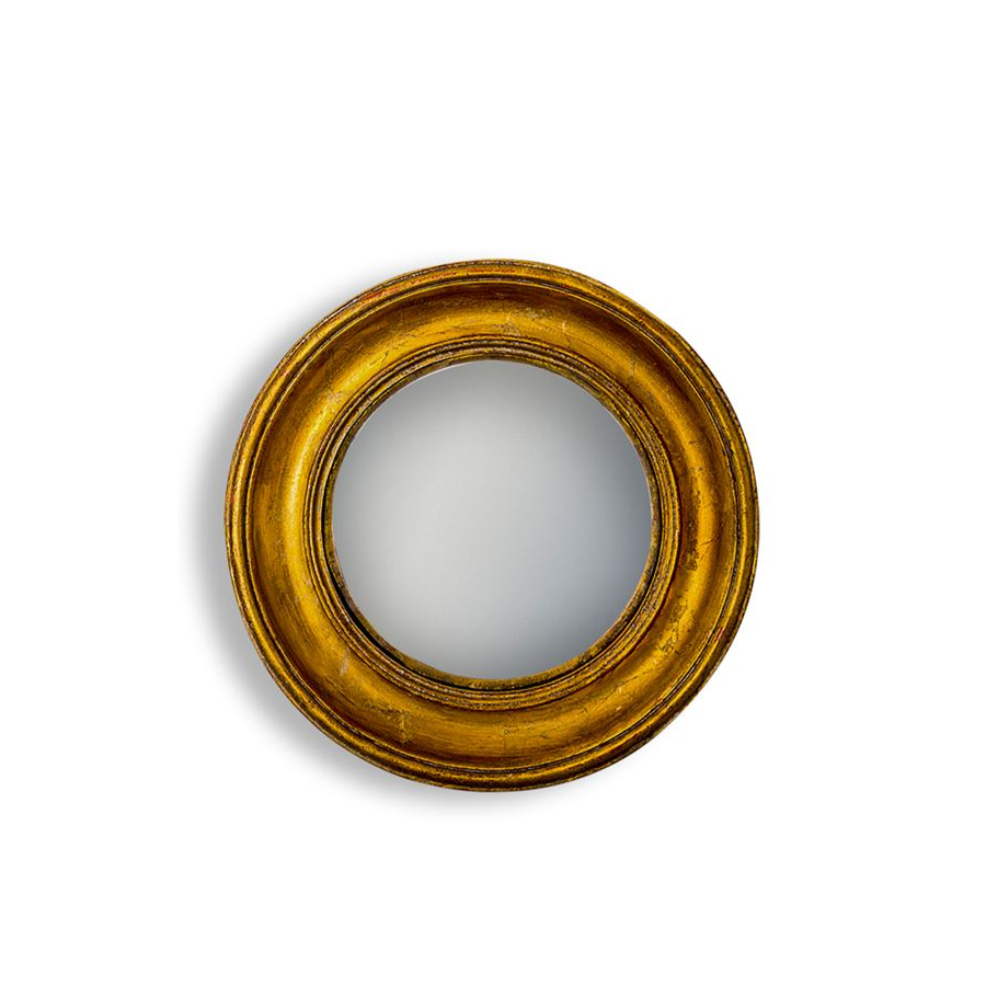 Antiqued Gold Deep Framed Large Convex Mirror