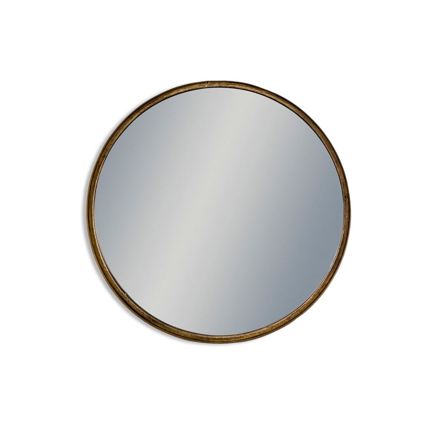 Large Black and Bronze Deep Framed Cylinder Mirror