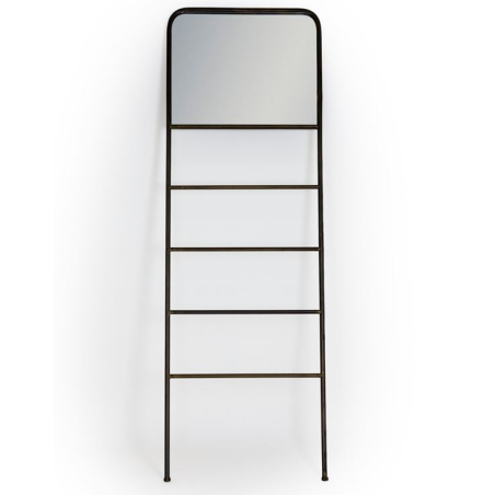 Industrial Black Leaning Mirror with Hanging Rails