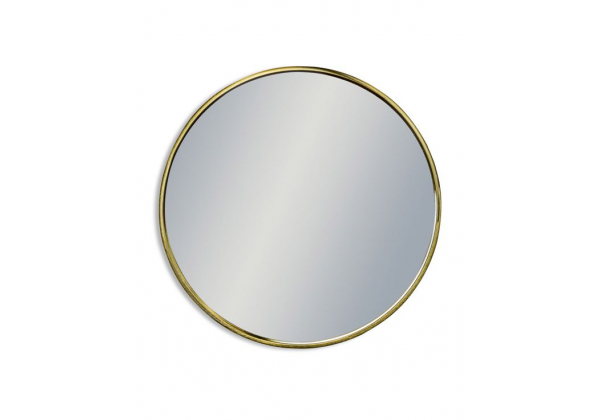 Medium Round Vintage Brass Style Framed Wall Mirror
