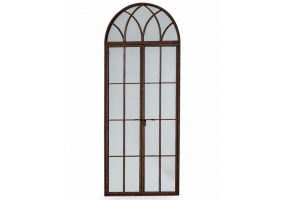 Antiqued Iron Tall Arch Window Metal Mirror