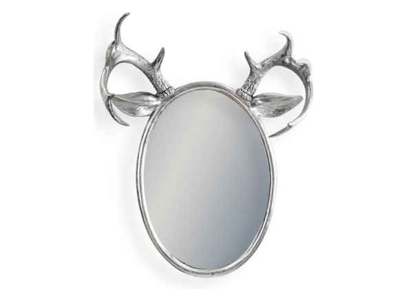 Silver Leaf Oval Stag Horn Wall Mirror