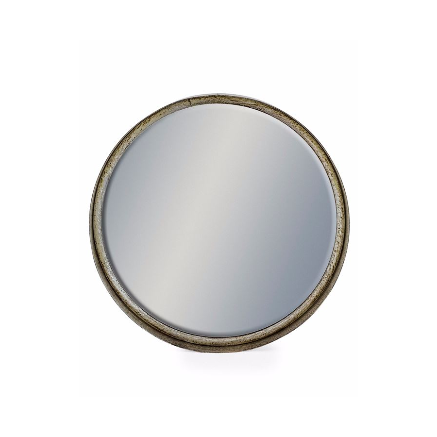 Large Black and Pewter Deep Framed Cylinder Mirror