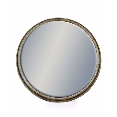 Large Black and Pewter Deep Framed Cylinder Mirror