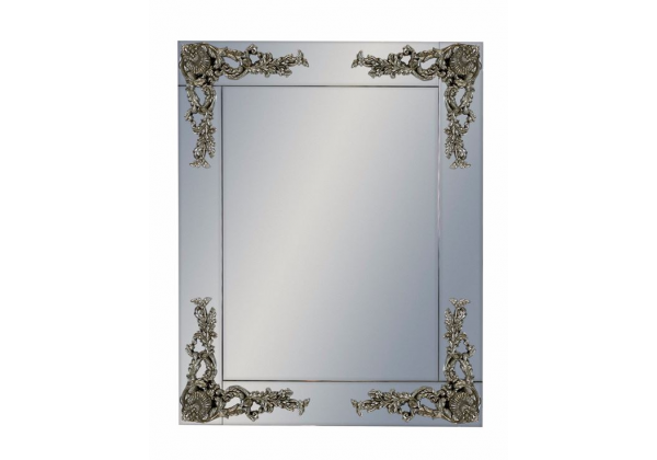 Rectangular Frameless Mirror with 'Metallic' Corner Detail