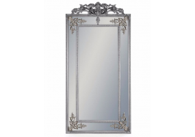 Tall Silver French Mirror with Crest