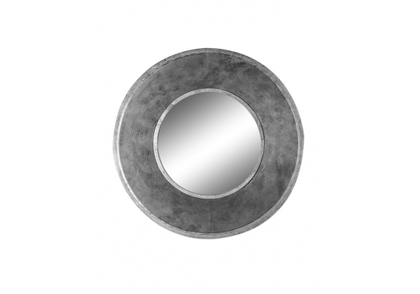 Deep Framed Silver Round Metal Wall Mirror