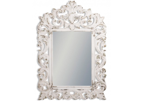 Rustic Chantilly White Large Carved Wall Mirror