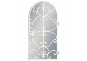 Rustic Chantilly White Garden Gate Wall Mirror