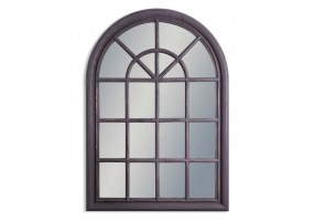 Rustic Black Arched Window Mirror