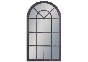 Large Rustic Black Arched Window Mirror
