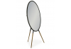 Antiqued Iron Oval Dressing Mirror on Wooden Legs
